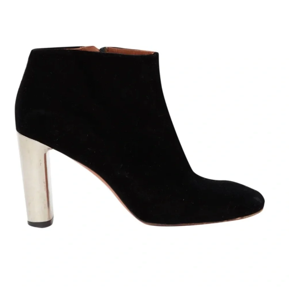 CELINE - Black Velvet BAM BAM Ankle Boots - Iconic Phoebe Philo - Size 38 - Picture 1 of 9